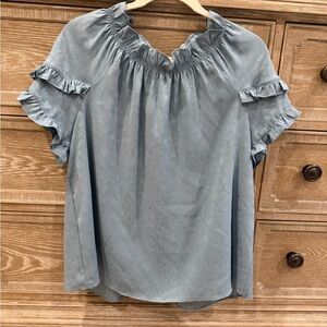 Current Air Light Blue Ruffled Blouse